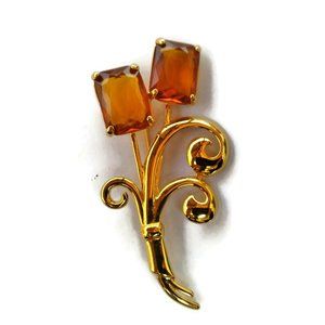 Vintage Nolan Miller Gold and Topaz Crystal Brooch